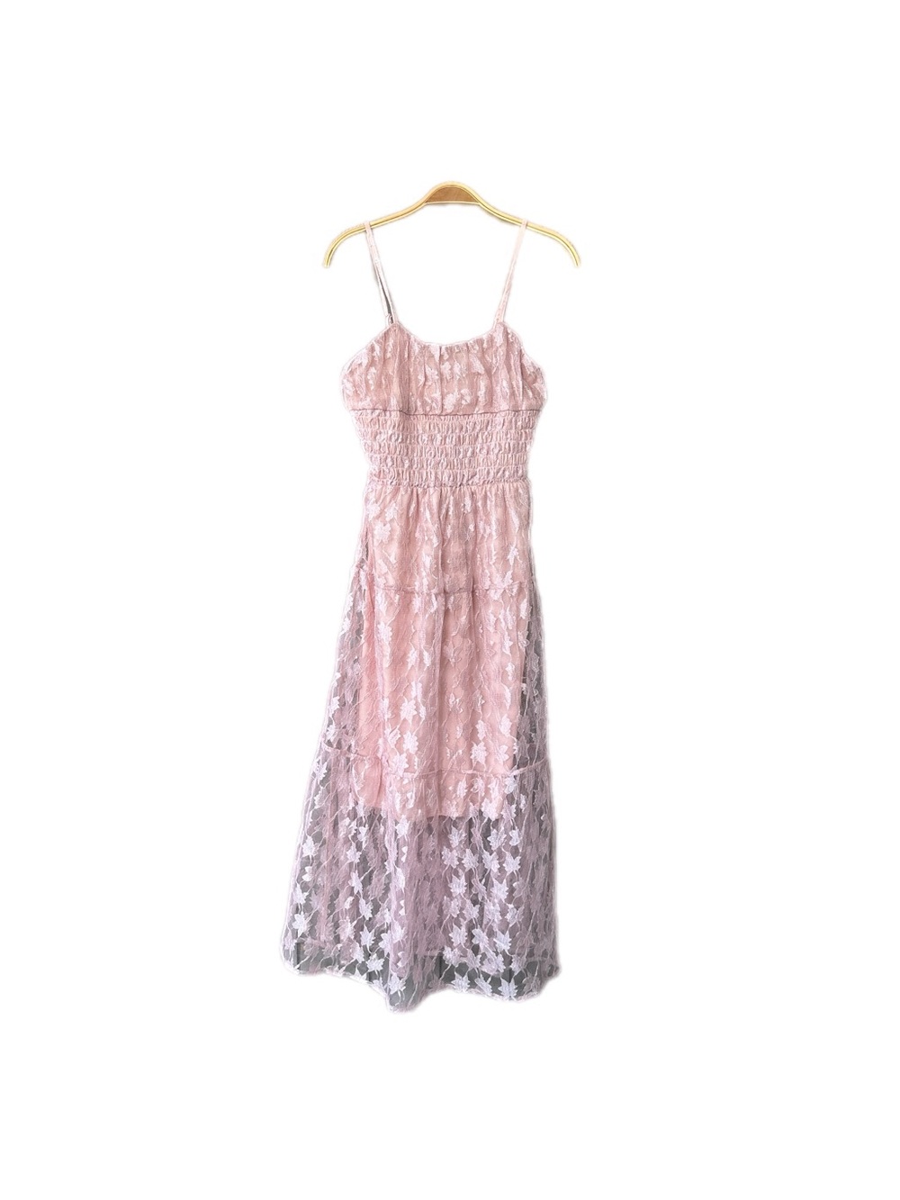 Delicate Pink Lace Maxi Dress
